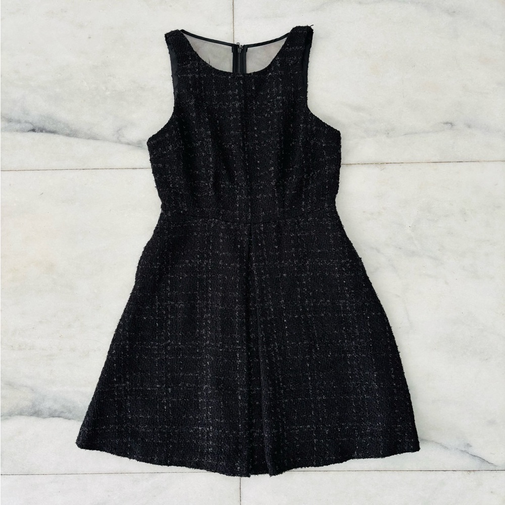 Jennifer Lopez Dress Tweed Black Metallic A Line Fit & Flare Sleeveless Womens 2